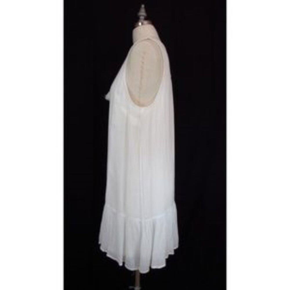 Flying Tomato Embroidered Mini Dress Small BoHo Sleeveless Ivory Ruffled Hem - Picture 11 of 12